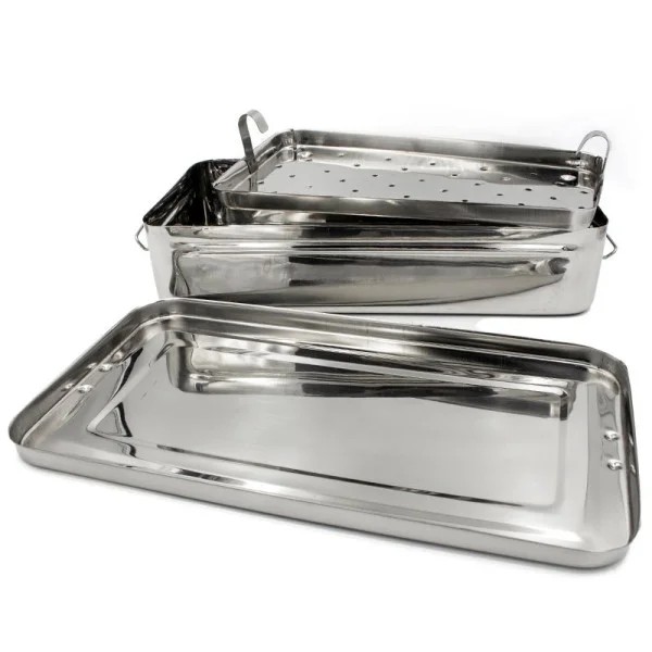 05880. Кип'ятильник-стрерилізатор з перфорованим піддоном, прямокутний, нержавіюча сталь, з ручками, 340 мм х 170 мм х 80 мм, тип П-34. Виробник-DURABLE.